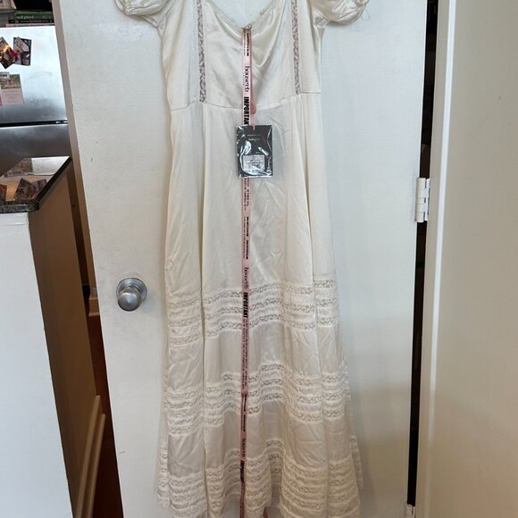 NWT House of CB Eviana Ivory Real Silk Puff Sleeve midi dress - L+ - Picture 5 of 7